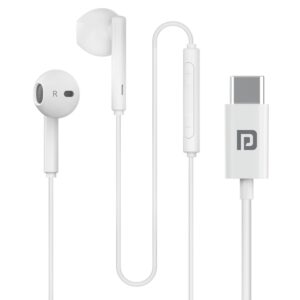Portronics Conch Theta C in Ear Type C Wired Earphones, Compatibility, White