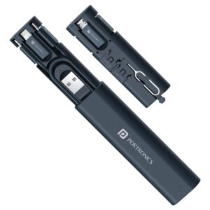 Portronics Snapcase 3 60W Multifunctional Fast Charging Data Cable Kit, Pocket Size(Blue)