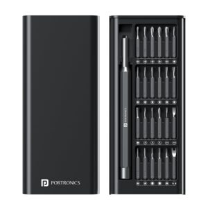 Portronics Bit Box,24-in-1 Screwdriver Kit, Auto Repair (Black)